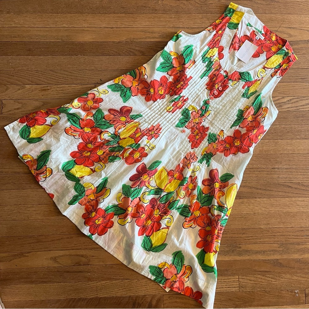 Moda Posa Floral Alegra Printed Pintuck Shift Dress Size Medium